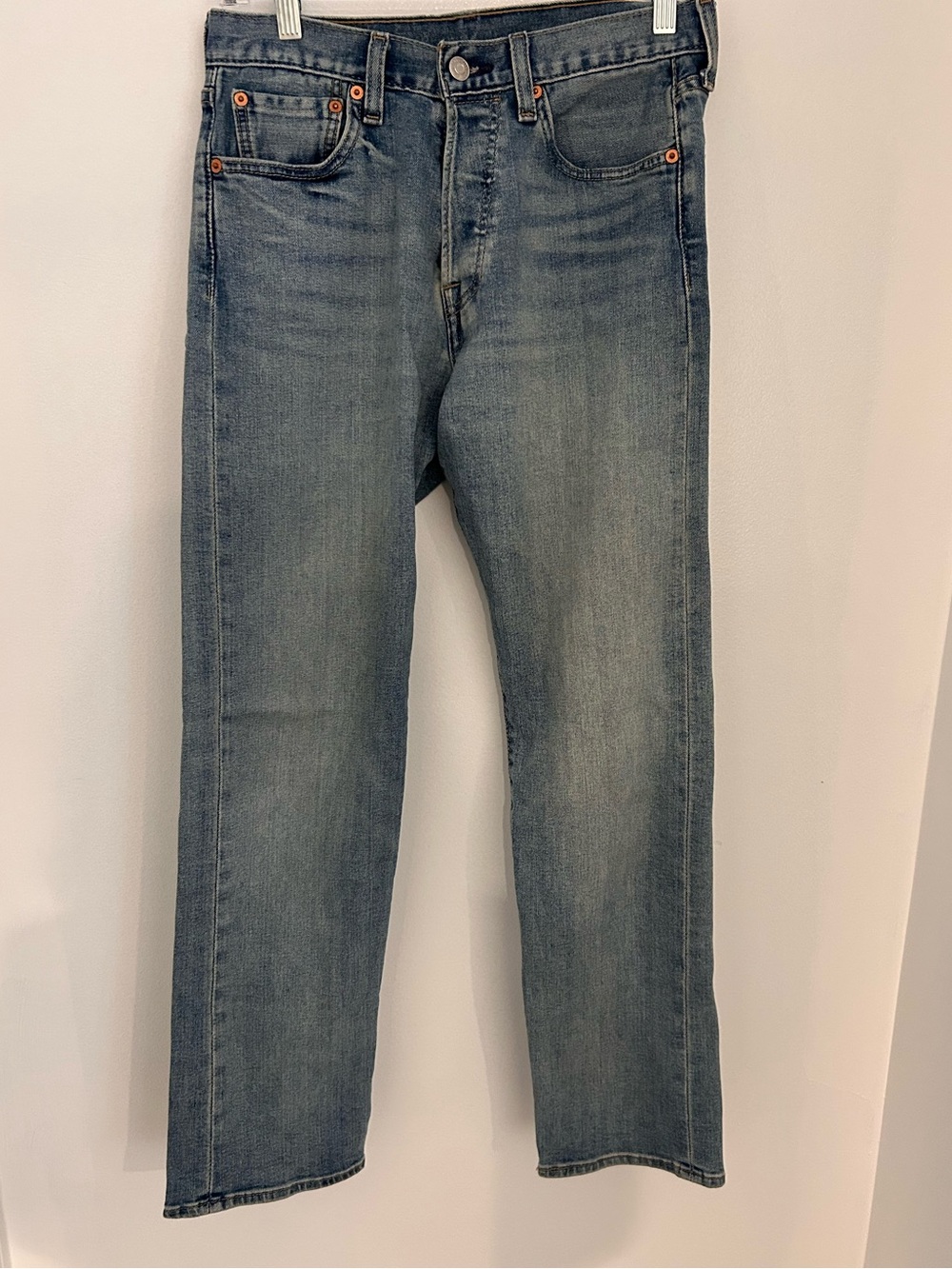 Levi's Men's Faded Blue Straight 501’s Button Fly